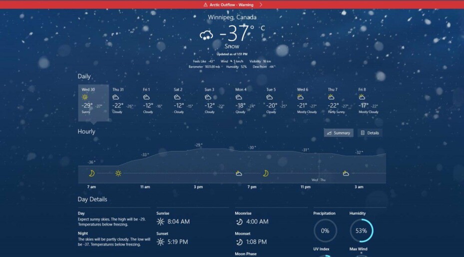 Extreme Cold Warning for Southern Manitoba