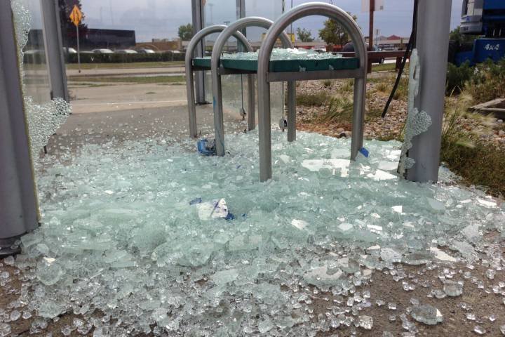 A man threw rocks at cars and bus shelters