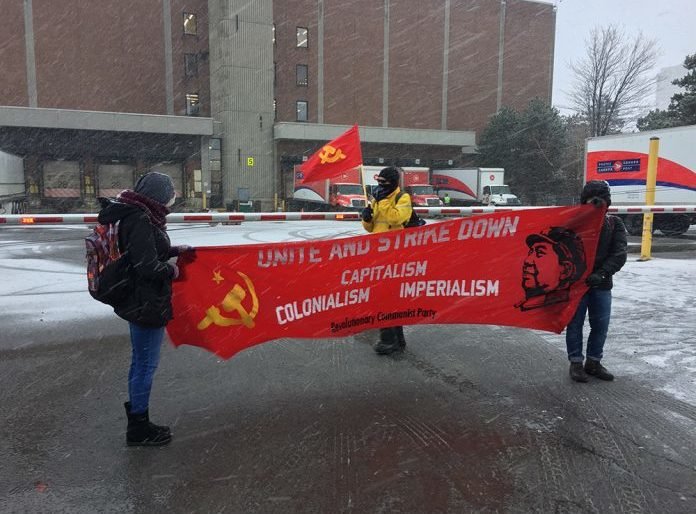 Protesters with USSR flags block Canada Post