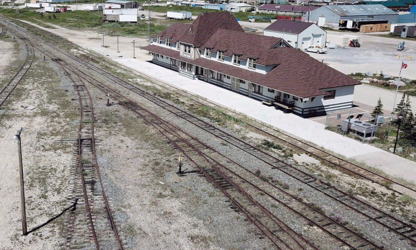 Churchill residents celebrate the arrival of the train