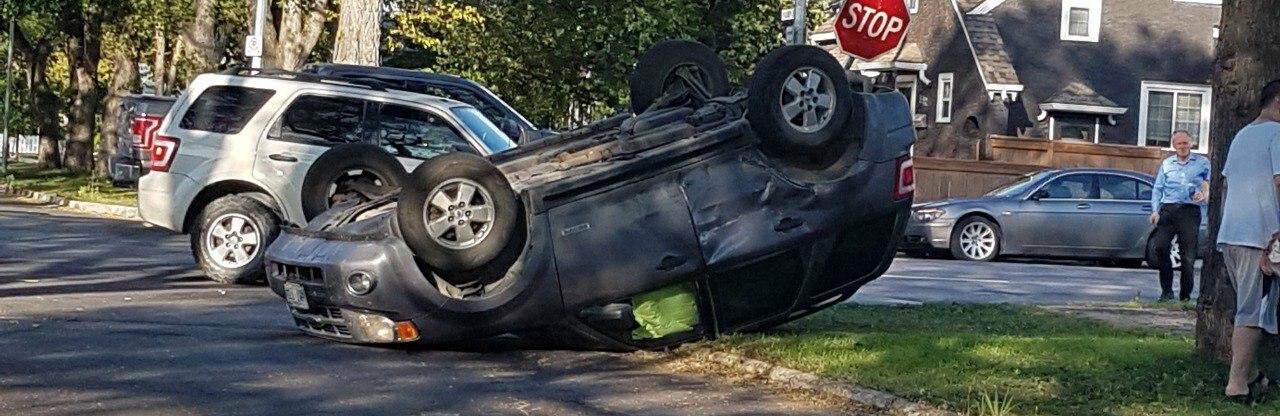 Vehicle overturned in accident Vehicle overturned in accident